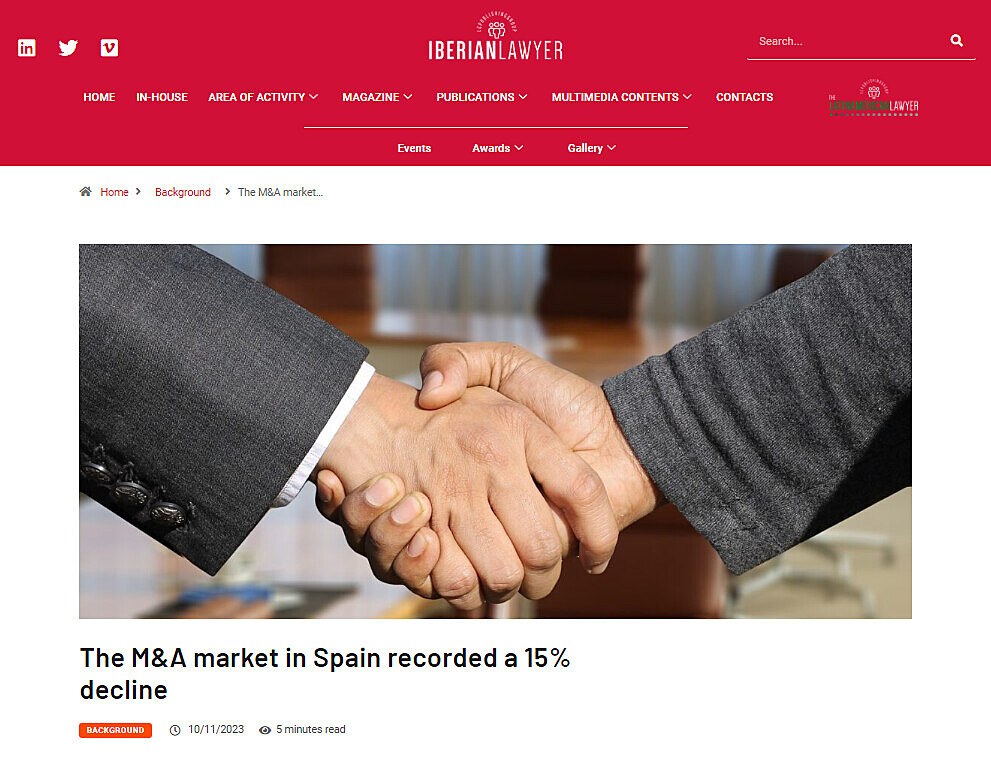 The M&A market in Spain recorded a 15% decline